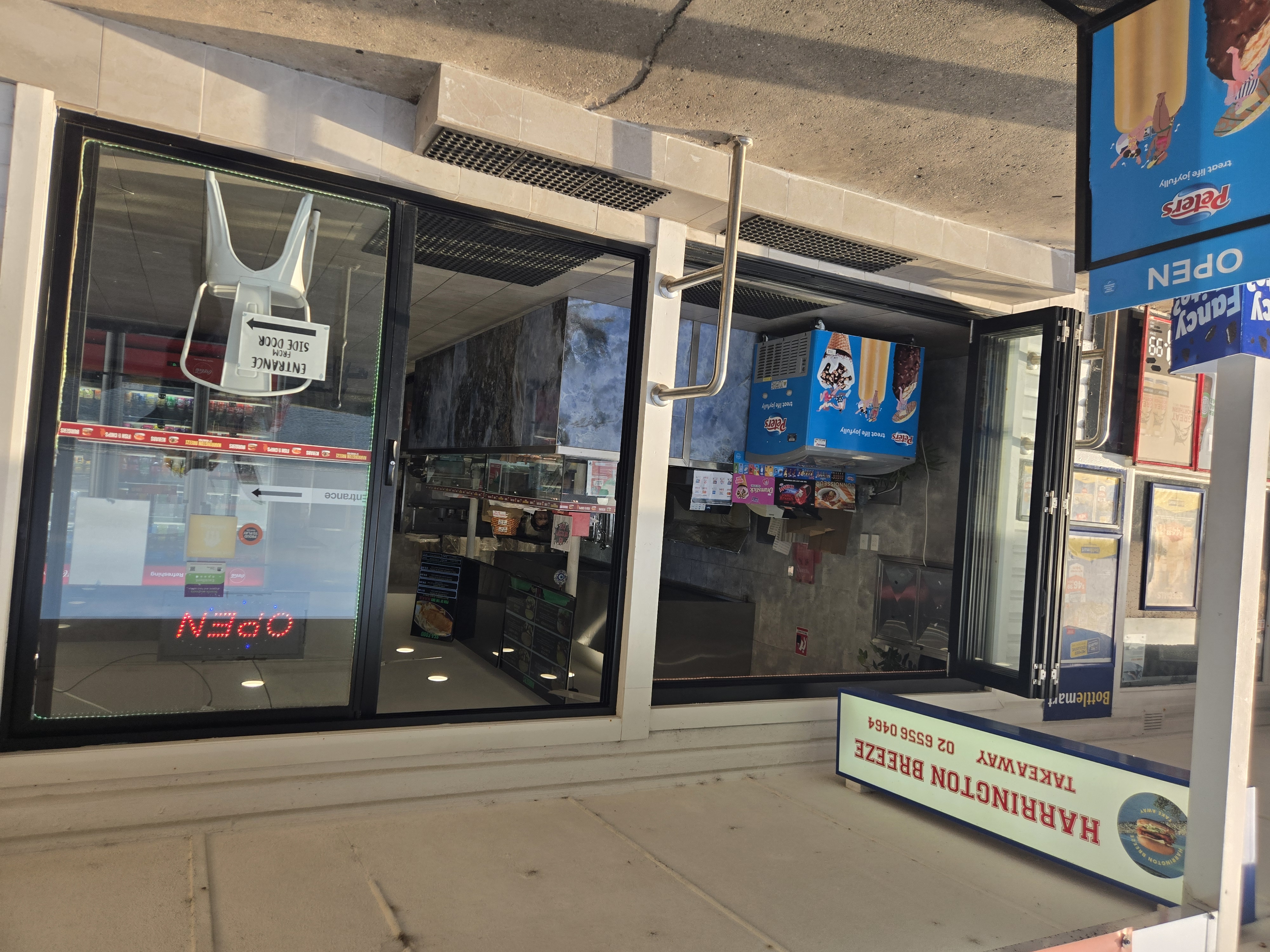 The storefront of Harrington Breeze takeaway shop